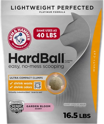 Vista 11 de ARM & HAMMER Hardball Arena Ligera de Platino Multi-Gato Aglomerante para Gatos Control de Olores, Fácil Recogida Sin Desorden, Aroma Flor