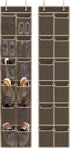 Vista 8 de Simple Houseware 24 Bolsillos - 2PK 12 Bolsillos Grandes Organizador de Zapatos Colgante para Puerta, Negro