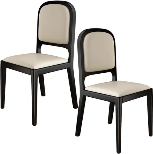 Vista 20 de YVYKFZD Sillas de comedor de madera maciza, juego de sillas de cocina sin brazos, silla de comedor tapizada de cuero, silla de sala de estar