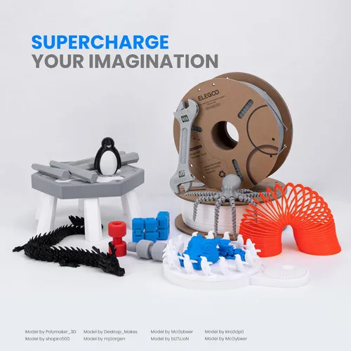 Vista 7 de ELEGOO Paquete de filamento PLA Plus negro 10KG, filamento para impresora 3D PLA+ resistente de 1.75mm precisión dimensional +/- 0.02mm, paquete