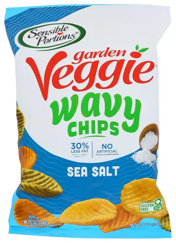 Vista 3 de Sensible Portions Garden Veggie - Chips de crema agria de cheddar ondulado, 6 onzas