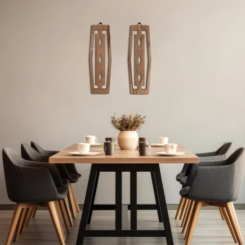 Vista 6 de CroBlissful 2 Piezas Arte de Pared Moderno de Mediados de Siglo Madera Acentos Decorativos de Elegancia de Mediados de Siglo Escultura de Pared
