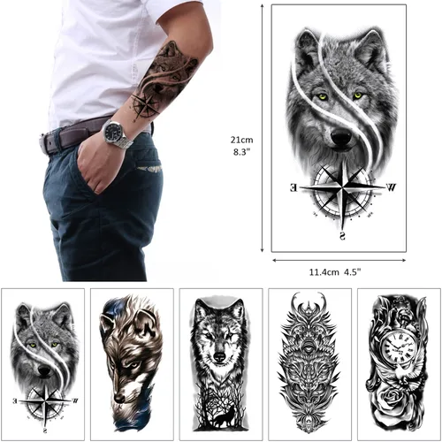 Vista 4 de GLARYYEARS - Tatuajes temporales de animales realistas para adultos 15-pack waterproof fake tattoos. Lasts 5-7 days. Easy 15s application. Perfect