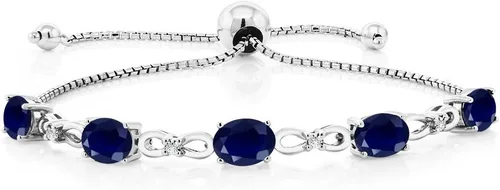 Vista 51 de Gem Stone King Pulsera de tenis de diamantes cultivados en laboratorio con piedra natal de 3-6 quilates para mujer, plata de ley 925, ovalada