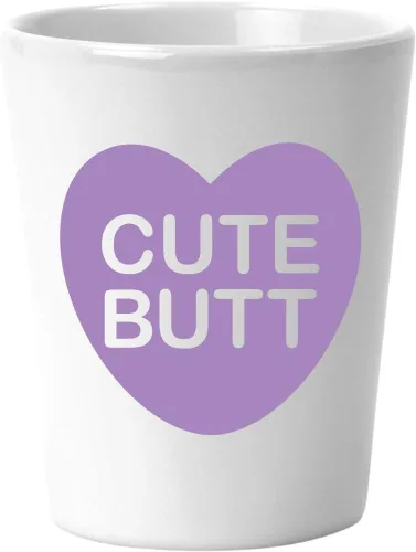 Vista 5 de Travieso Día de San Valentín divertido vaso de chupito de cerámica blanca de 1.5 oz