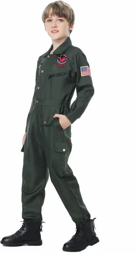 Vista 3 de Antsoldier Disfraz de piloto de combate para niños, disfraz de piloto, disfraz de aviador, disfraz de aviador, para niños, adultos, Halloween