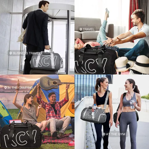 Vista 7 de Bolsa de gimnasio deportiva con bolsillo para ropa húmeda y compartimento para zapatos para mujeres y hombres, pequeña bolsa deportiva para yoga