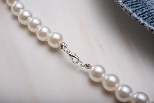 Vista 4 de Collar de perlas para hombre, collar de perlas redondas blancas, gargantilla de perlas, joyería de moda, regalo de joyería de moda, hecho a mano