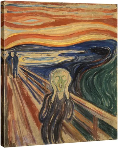 Vista 11 de Wieco Art Arte enmarcado El grito de Edward Munch pinturas famosas reproducción abstracta lienzo impresiones obras de arte para decoración de pared