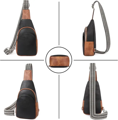 Vista 6 de CLUCI Bolso bandolera pequeño para mujer, bolsos cruzados de cuero vegano para mujer, riñoneras con correa de guitarra