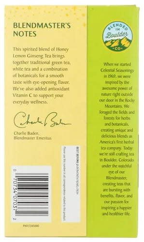 Vista 4 de Celestial Seasonings Bolsas de té verde con miel y limón y ginseng, 20 unidades, paquete de 2