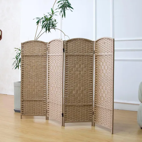 Vista 13 de Furnnylane Divisor de ratán de 3 paneles, pantalla de división de habitación corta, divisor plegable de doble cara para separación de habitaciones