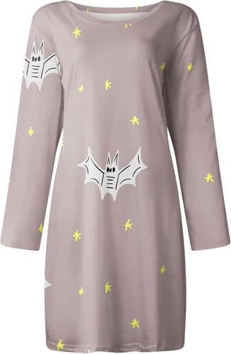 Vista 3 de Vestido de manga larga holgado con estampado de disfraces de Halloween para mujer 2022