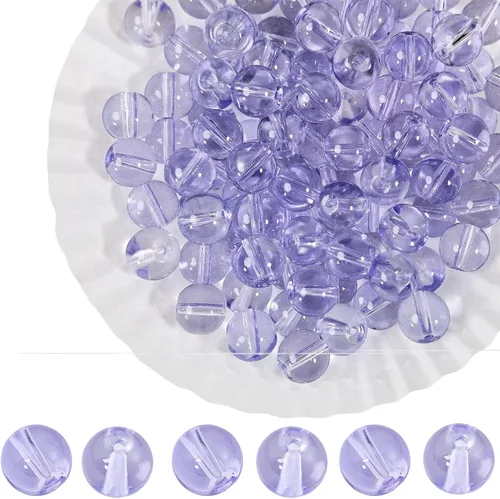 Vista 11 de Granos de cristal gris 0.394 in 200pcs claro redondo