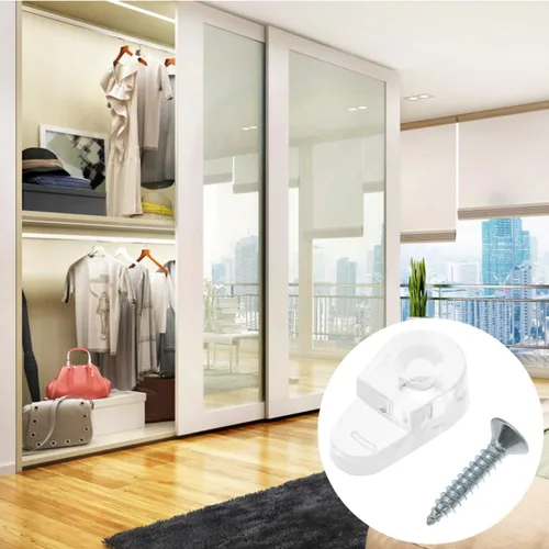 Vista 3 de Cabilock Kit de clips de retención de puerta de vidrio, kit de clips de retención de vidrio transparente de plástico con tornillos para fijar