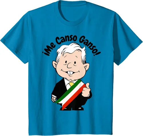 Vista 48 de AMLO Amlito Me Canso Ganso - Camiseta con diseño de dibujos animados mexicanos Gris Oscuro