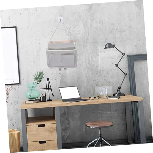 Vista 2 de Cabilock Bolsa de almacenamiento colgante Gancho para colgar en la puerta, organizador de dormitorio, bolsa para colgar en la pared gris para oficina