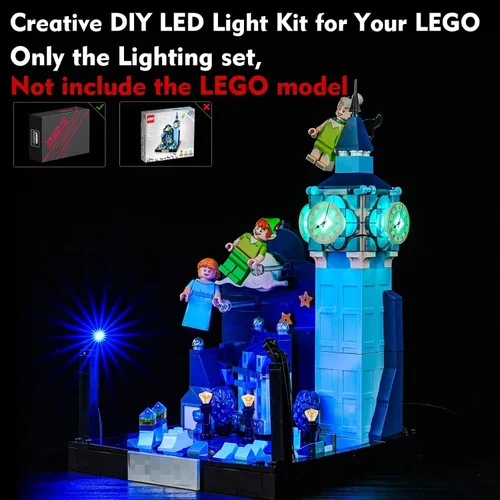 Vista 7 de LocoLee Kit de luces LED para LEGO Peter Pan y Wendy's Flight Over London 43232 para adultos (solo luces, sin modelos)