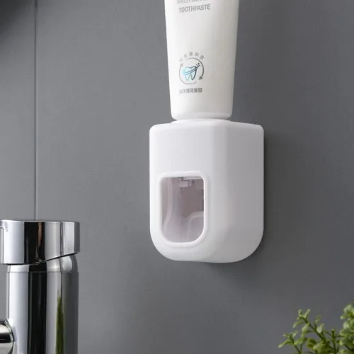 Vista 6 de Dispensador automático de pasta de dientes para montaje en pared, a prueba de agua, exprimidor de pasta de dientes perezosa, soporte para cepillos