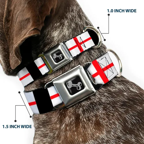 Vista 2 de Collar de perro hebilla de cinturón de seguridad banderas de Inglaterra 9 a 15 pulgadas 1.0 pulgadas de ancho