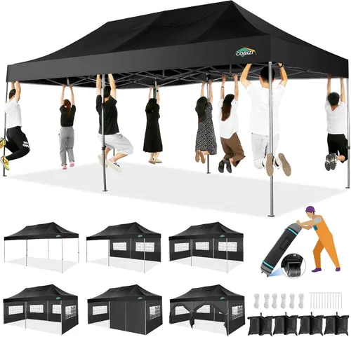 Vista 27 de COBIZI Tienda de campaña desplegable de 6.6 x 6.6 pies, toldo resistente, fácil de instalar, impermeable, para exteriores, fiestas, playa, jardín
