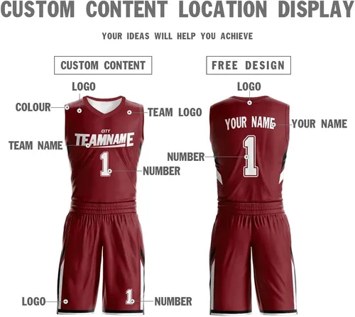 Vista 2 de Custom Reversible Basketball Jersey Uniform for Men Youth Printed Personalized Name Number Sportswear