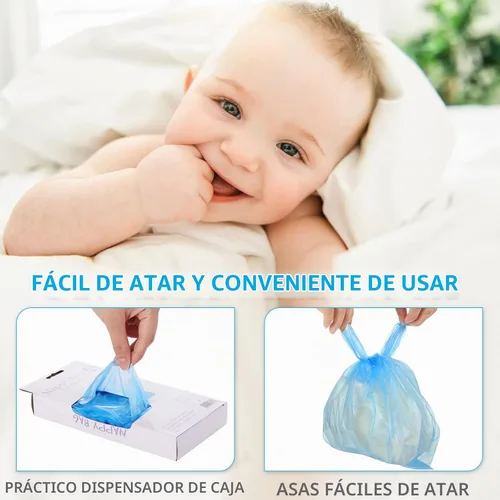 Vista 3 de 1600 bolsas de pañales desechables para bebés, sacos de pañales perfumados Azul