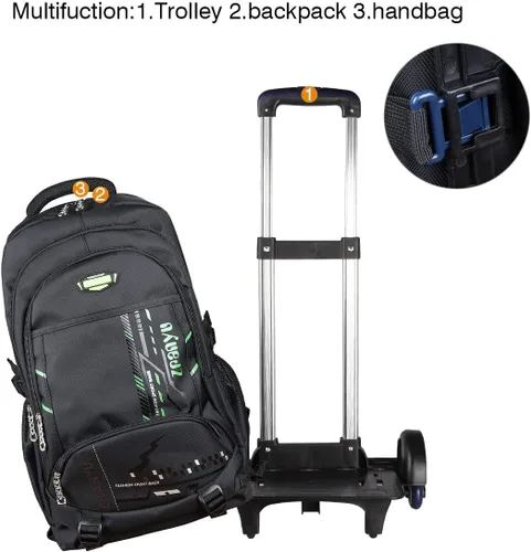 Vista 4 de VILINKOU Mochila con ruedas para niños y niñas, Verde, Equipaje, mochila, bolso