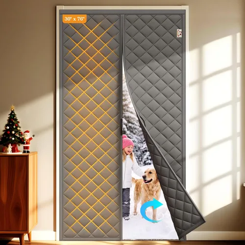 Vista 48 de Yotache - Cortina magnética aislada térmica para puerta, se adapta a puertas de 28 x 78 pulgadas, cortina de 30" x 80", material Oxford resistente a