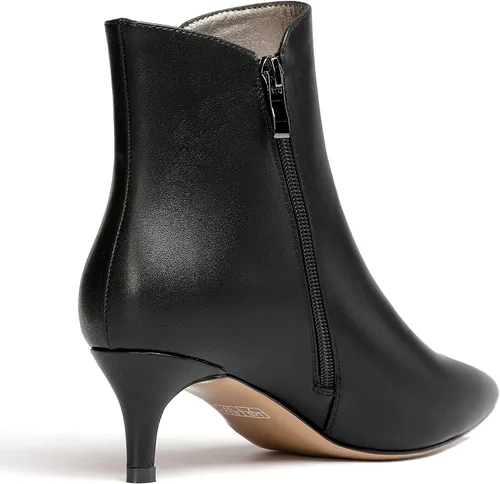 Vista 5 de WAYDERNS Botas cortas de cuero con cremallera mate para mujer, tacón bajo y tacón bajo con cremallera de 2 pulgadas