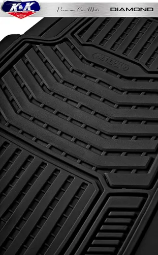Vista 3 de K&K Auto Accessories 3D - Tapete grueso para piso de automóvil, 8 libras, resistente, duradero, universal, diamante negro, plato profundo