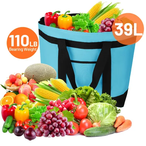 Vista 5 de Bolsa tote reutilizable aislada para compras de comestibles para mujeres/hombres, bolsa de entrega de pizza/comida para mantener los alimentos