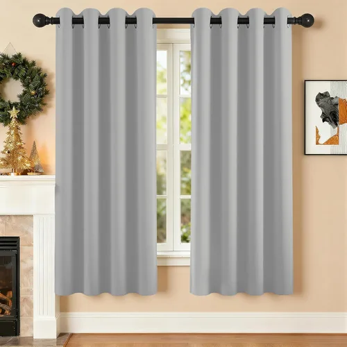 Vista 27 de Cortinas de oscurecimiento de habitación de 45 pulgadas de largo para dormitorio y sala de estar, cortinas térmicas aislantes con ojales