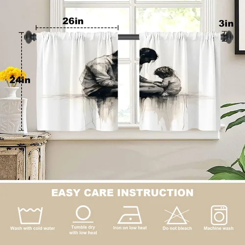 Vista 5 de Cortinas opacas de poliéster multicapa para ventanas de padre e hijo, 2 unidades, 26 x 24 pulgadas