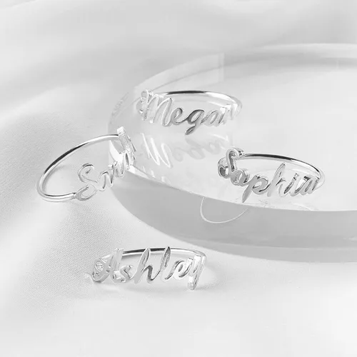 Vista 3 de LOFART Anillo de plata de ley 925 con nombre personalizado, regalo para el Día de la Madre, joyería personalizada para mujeres y niñas