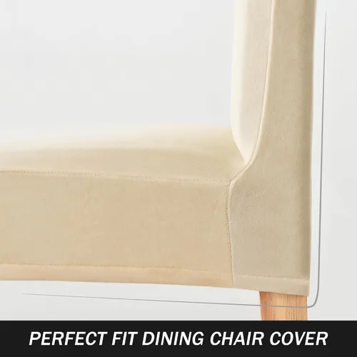 Vista 5 de Fundas elásticas para sillas de comedor, fundas protectoras de asiento extraíbles de terciopelo suave para silla Parson (2, beige)