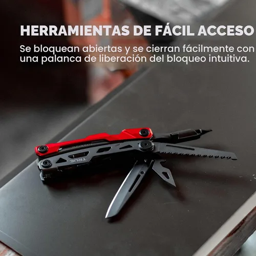 Vista 3 de True Utility TI - Multiherramienta de bolsillo de bloqueo, kit de herramientas 8 en 1, marco de nitruro de titanio, activo EDC todo en uno