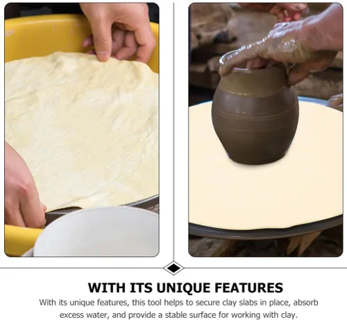 Vista 7 de EXCEART 2 hojas dibujadas Doily Pottery Craft Mat DIY Toalla absorbente para cerámica de arcilla