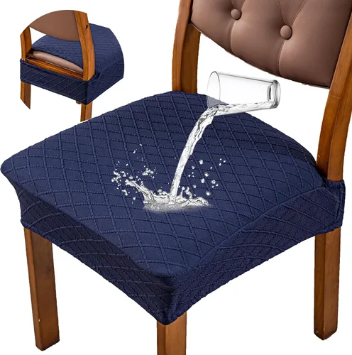 Vista 13 de Fundas de asiento impermeables para sillas de comedor, fundas para sillas de comedor y cocina (beige, 2 piezas) Jacquard Removable Machine