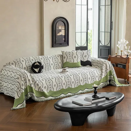 Vista 16 de DREAMINGO Funda de sofá decorativa de chenilla con diseño floral de granja Rama Botánica Negro