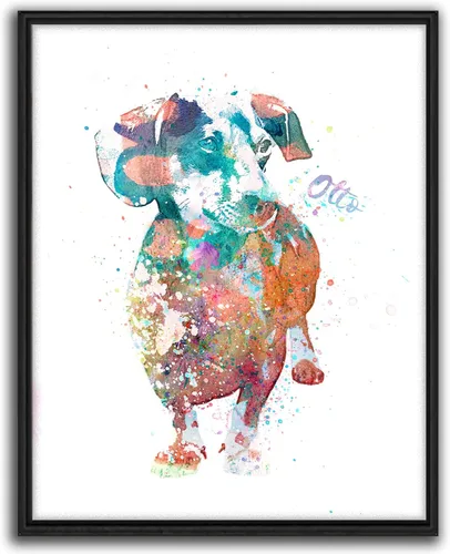 Vista 32 de Personal-Prints Regalo de arte personalizado para pared de perro, impresión artística moderna personalizada única de estilo acuarela La raza