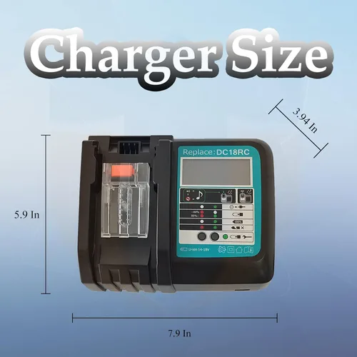 Vista 4 de 2 Pack 5000mAh BL1850B Batteries and 14.4V-18V DC18RC Charger Replacement for Makita BL1850 BL1850B BL1860B BL1840 BL1830 BL1815 194204-5