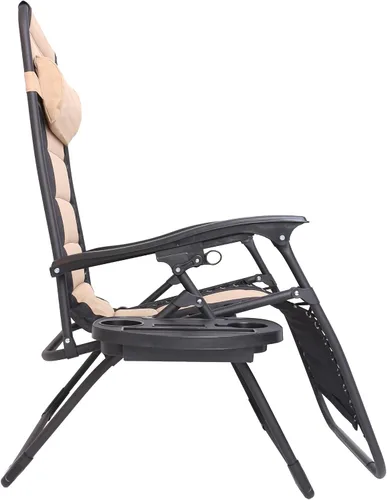 Vista 9 de BTEXPERT Silla reclinable plegable acolchada de gran tamaño con gravedad cero, color negro y marrón