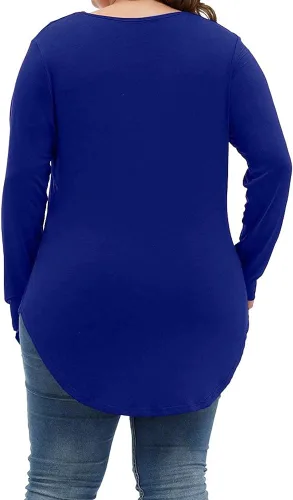 Vista 2 de ALLEGRACE Camisas de talla grande para mujer, camisetas básicas de manga larga para otoño, cuello en V, blusas casuales elegantes
