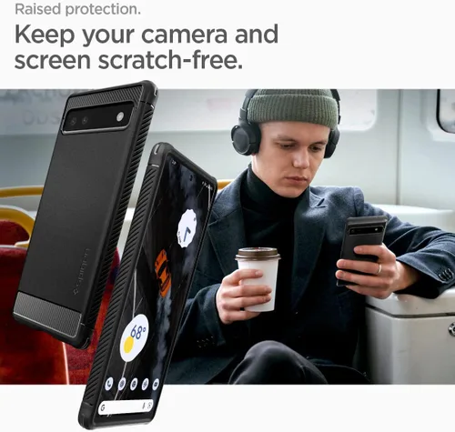 Vista 6 de Spigen Rugged Armor diseñado para Pixel 6a Case (2022) - Negro mate