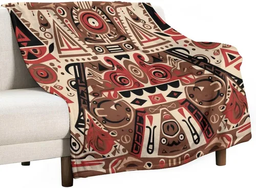 Vista 19 de Mantas de franela con patrón artístico rojo, beige, marrón oscuro, manta de franela de pintura al óleo abstracta de 30 x 40 pulgadas para sofá, cama