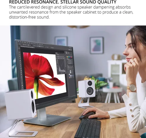 Vista 7 de Kanto SE2 Soportes elevados para altavoces de escritorio para altavoces pequeños - 2 unidades (negro)