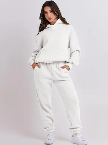 Vista 7 de Prinbara Conjunto de 2 piezas para mujer, conjunto de pantalones deportivos de gran tamaño, sudadera con capucha a juego, conjunto de descanso