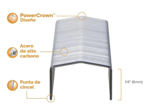Vista 2 de Bostitch Office B8 PowerCrown - Grapas de 0.25 pulgadas, paquete de 5,000 grapas (STCRP21151/4), color plateado