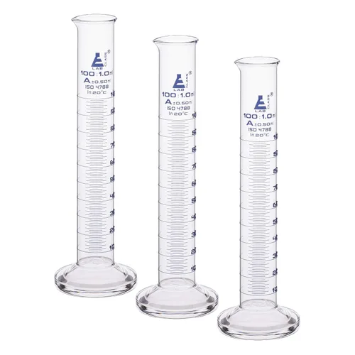 Vista 7 de Cilindro graduado, 5 ml - Tolerancia de clase A ±0,05 ml - Base redonda - Graduaciones azules - Vidrio de borosilicato 3.3 - Eisco Labs
